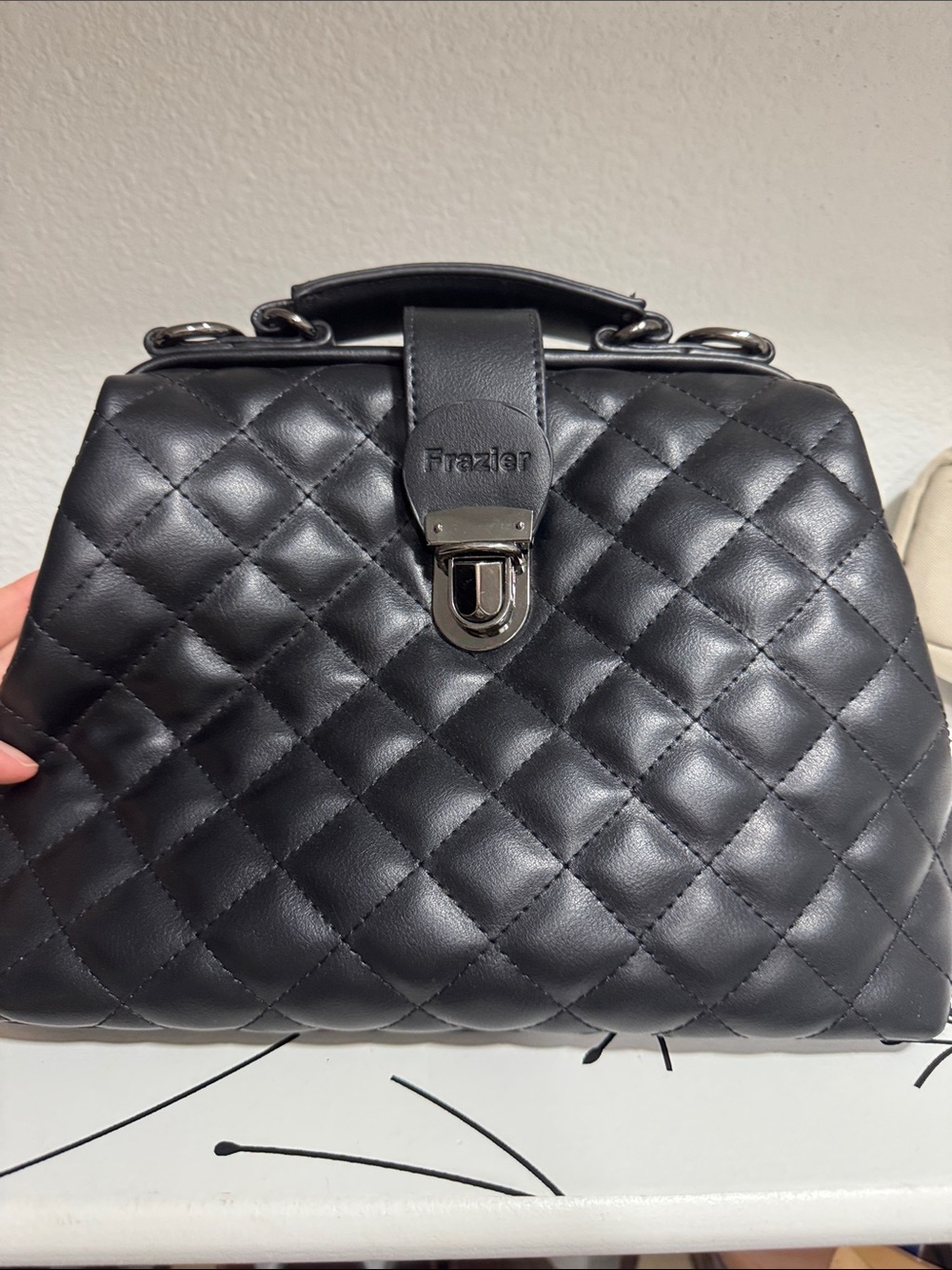 Quilted Top-Handle Bag in Black